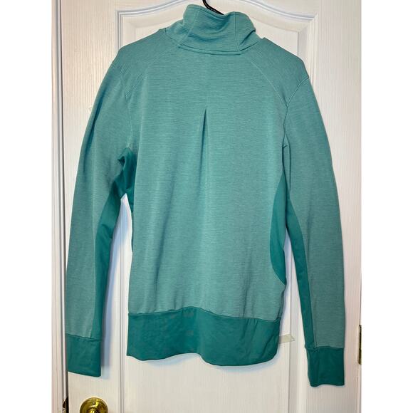 Brooks -Womens Run Happy Size L Stretchy Long Sleeve Turtleneck Thumbholes Green - Picture 2 of 7